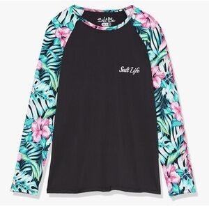 NWT Salt Life Girl's Blue Hawaiian Youth XL Long Sleeve Performance Shirt